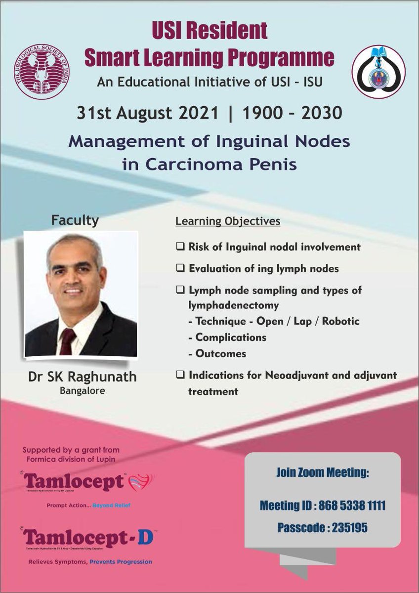 Residents smart learning program on 31/8/2021 at 7pm @mallikuro7 @madhu_agra @drnmreddy @YouthUSI @SIU_urology @Uroweb @AmerUrological @usioffice @rbsabnis