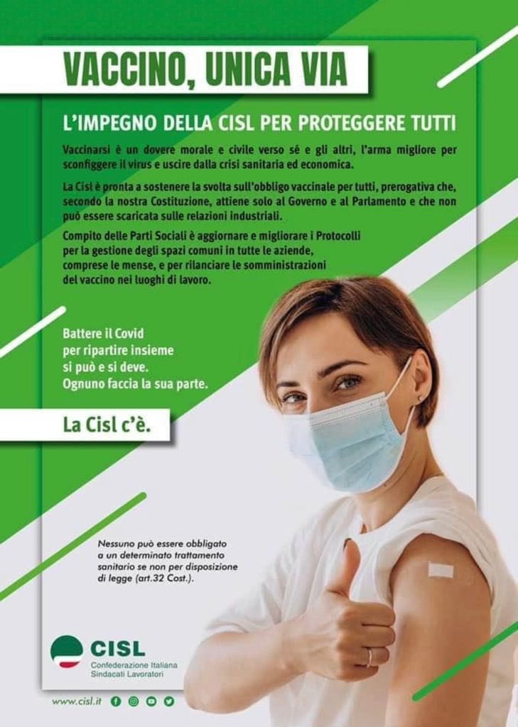 <a href="/CislNazionale/">CISL Nazionale</a> #greenpass non c’è libertà e democrazia senza senso civico e responsabilità sociale. Sulla campagna vaccinale pieno sostegno alla posizione della Cisl Nazionale