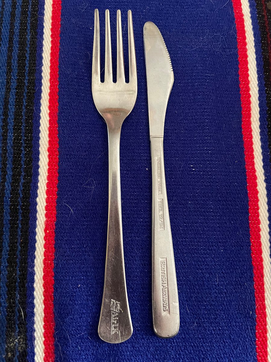 LKEquestrian's tweet photo. Hey @British_Airways bit of a throwback for you...currently having roast dinner @ my Mums, &amp; she’s just brought out BA cutlery from a trip to MIA c.2002 - I’m now 29 &amp; my son is 3 😩♥️ https://t.co/dmD9A9ylsU