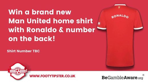 🚨 COMPETITION 🚨 Win a brand new Manchester United home shirt with Ronaldo & number on the back (Number TBC). Simply 𝗥𝗧 & 𝗙𝗼𝗹𝗹𝗼𝘄 @Footy_Tipster Winner picked at random and announced on footytipster.co.uk when he makes his debut!