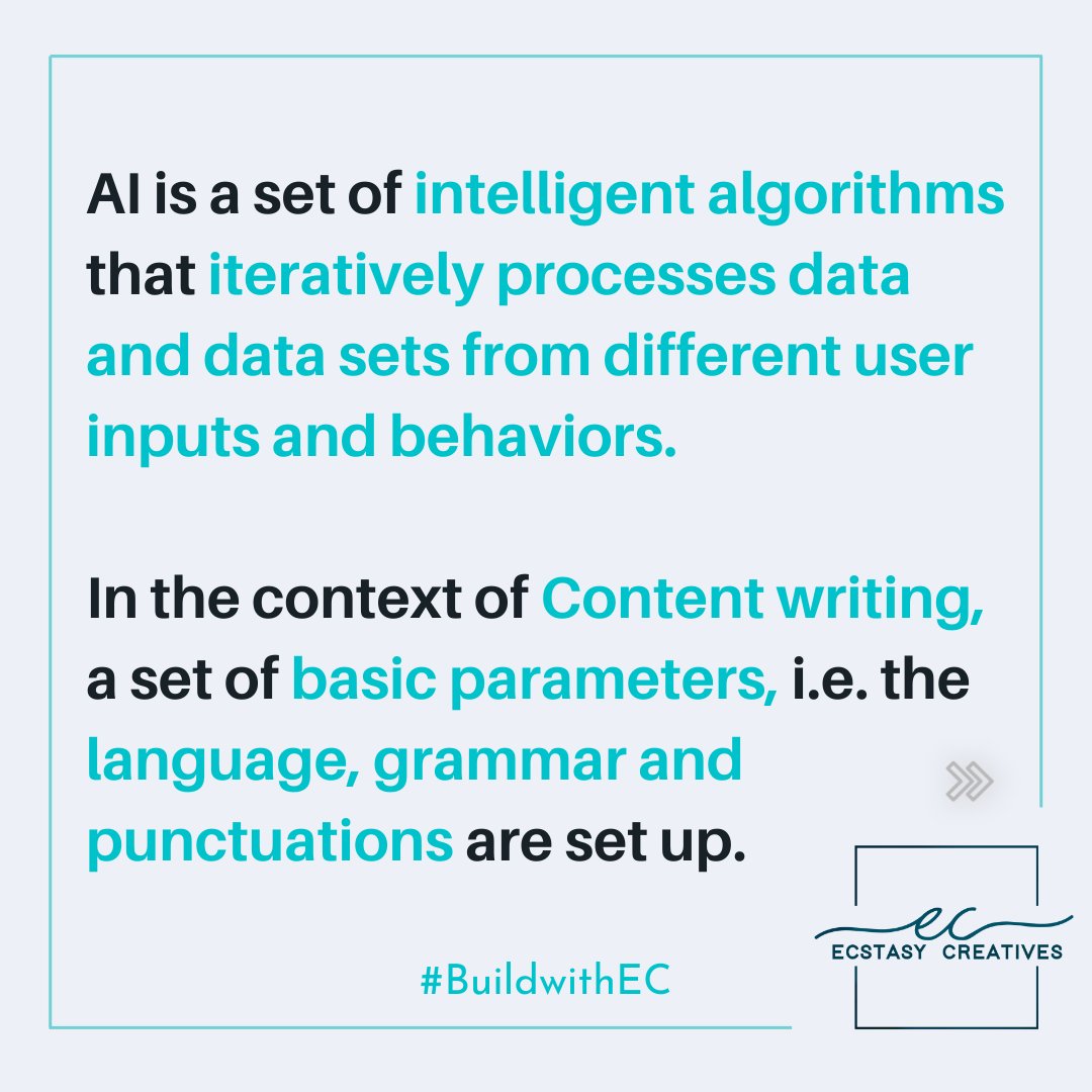 buildwithEC's tweet photo. In the growing time of #AItools supplementing conventional #talents, #contentwriting is a booming #niche

#aiwriter #millennialminds #automation #ai #technology #bots #copywriter #artificialintelligence #contentwriter #contentmarketing #freelancer #ecstasycreatives #buildwithEC https://t.co/4PpCKTBuED