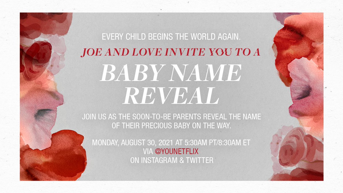 Join us tomorrow, August 30 at 5:30AM PT/8:30AM ET, as the Quinn-Goldbergs reveal the name of their baby on the way. Drop a 🐺 to RSVP below.