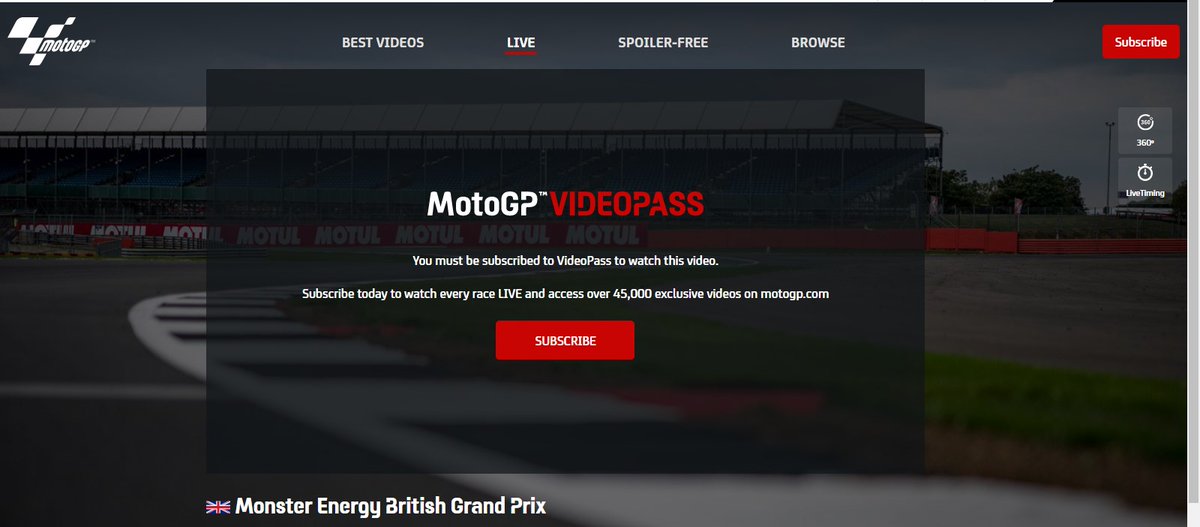 ncp56's tweet photo. Over 100€ a year for a Videopass subscription and now I'm unable to watch the race. Why?
@MotoGP 
#BritishGP https://t.co/YKSdpgd7Ux