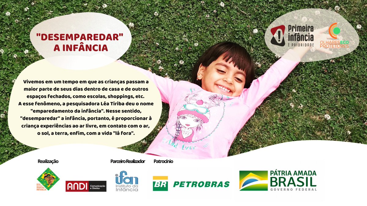 Você sabe o que é "desemparedamento da infância"? Termo esquisito, né? Mas trata-se de um conceito bastante importante. Confira no card a explicação!
#ifan #institutodainfancia <a href="/petrobras/">Petrobras</a>
#ProgramaPetrobrasSocioambiental

#ProjetoPrimeiraInfanciaePrioridade