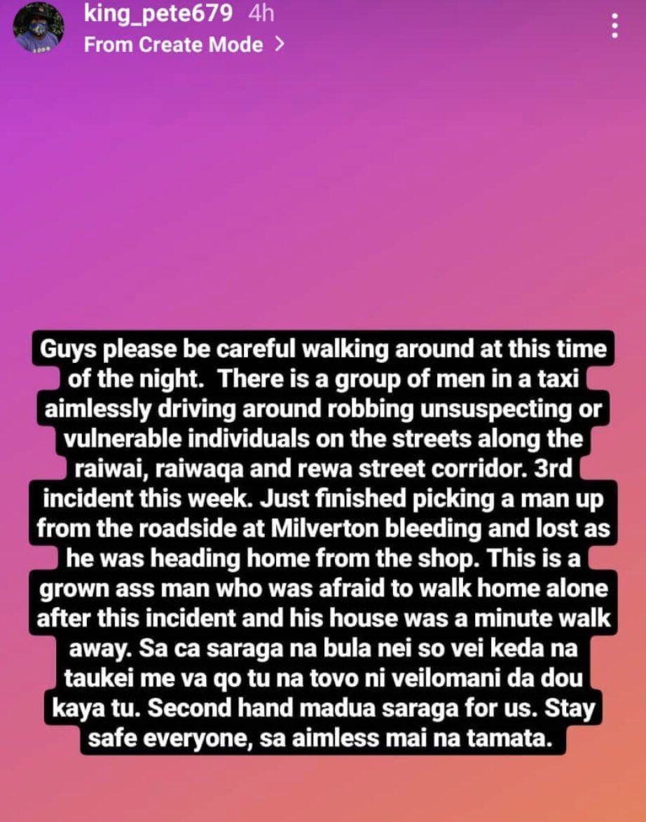 cavaakila's tweet photo. #TeamFiji please RETWEET &amp; SHARE! 🇫🇯🚨

Please stay alert at all times! Stay safe and don't roam alone. Look out for each other and most importantly, look out for our children and their whereabouts. PLEASE! 😔🙏🏽 https://t.co/5Zf1Ng8ZPn