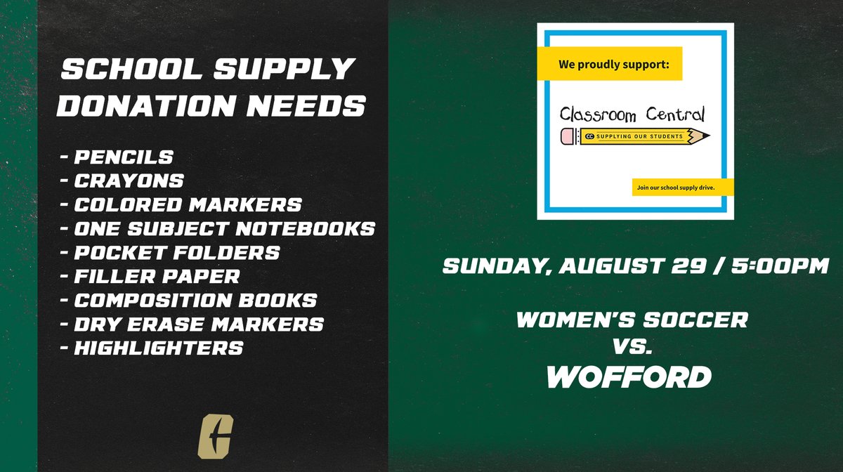 Charlotte49ers's tweet photo. Need plans for your Sunday night, #NinerNation? We have you covered! 

⏰ 5PM &amp; 7:30PM
🆚 Wofford &amp; Georgia Southern
📍 Transamerica Field
🎟️ https://t.co/aFHFusBIjl
✏️ School Supply Donation!
🎁 Student Raffle! https://t.co/iVXui2lB08