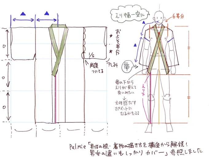 着物楽しー!帯一本で留めてるのセクシー過ぎる〜ただ着物の練習をするためには素体を描かなきゃいけないから体の練習が先かな1枚目はパルミー「男性の袴・着物の描き方を構造から解説!男女の違いもしっかりカバー」を参照させていただきました #日々描く 