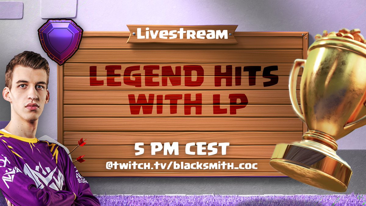 We'll go live at 5pm CEST with the LAST legend hits of August with the legend himself LP! I'll bring a special guest as well for some extra entertainment kek. So see you in about 2 hours! 😎
twitch.tv/blacksmith_coc