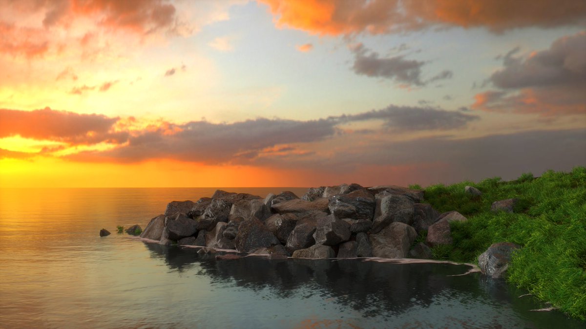RupeshSrh's tweet photo. A beautiful and calm sunset @BlenderArtists  @Blender  #nature  #NaturePhotography  #b3d  #blender #Blender3D  #blendercommunity  #Blendercycles https://t.co/dkfdLs199x