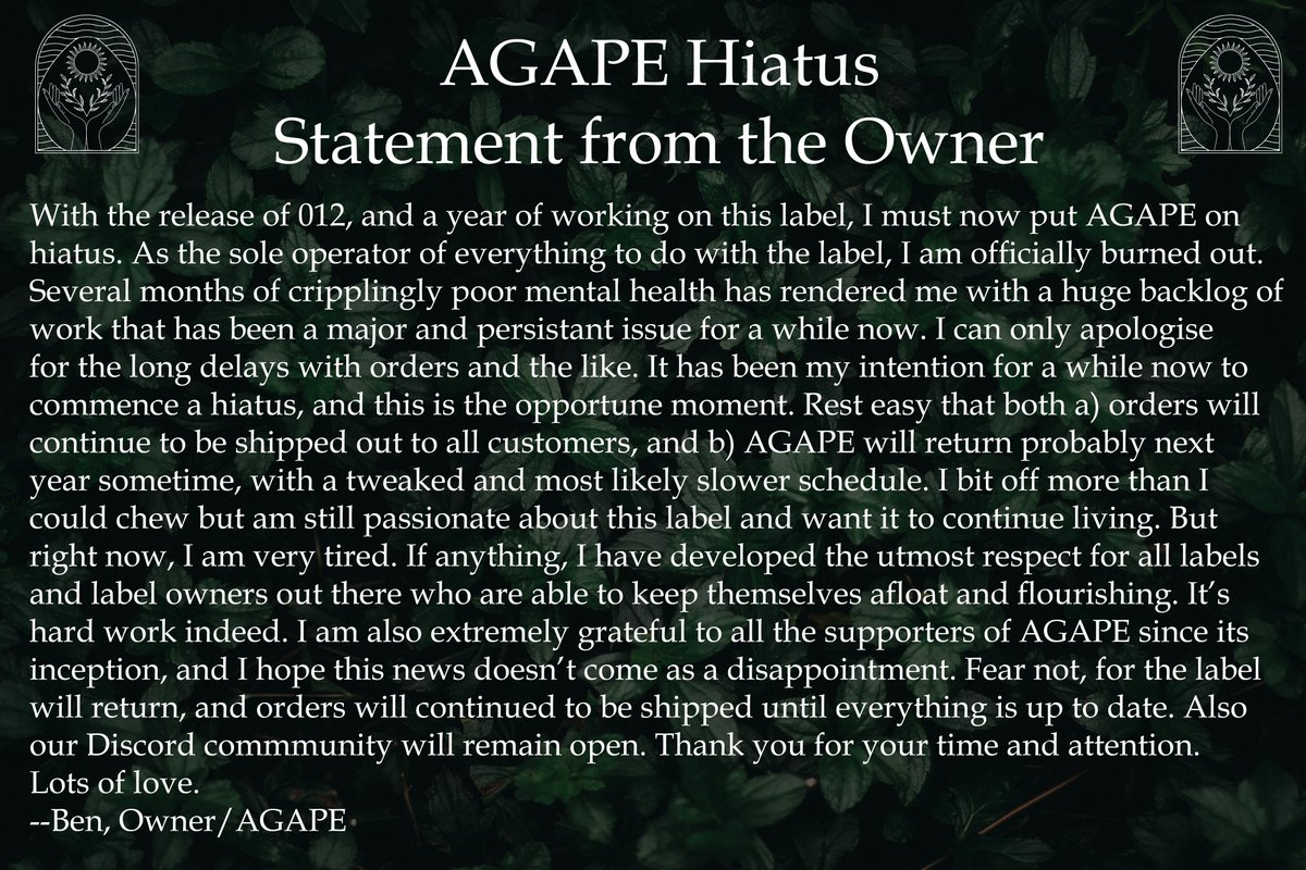 AGAPE (On Hiatus) tweet media