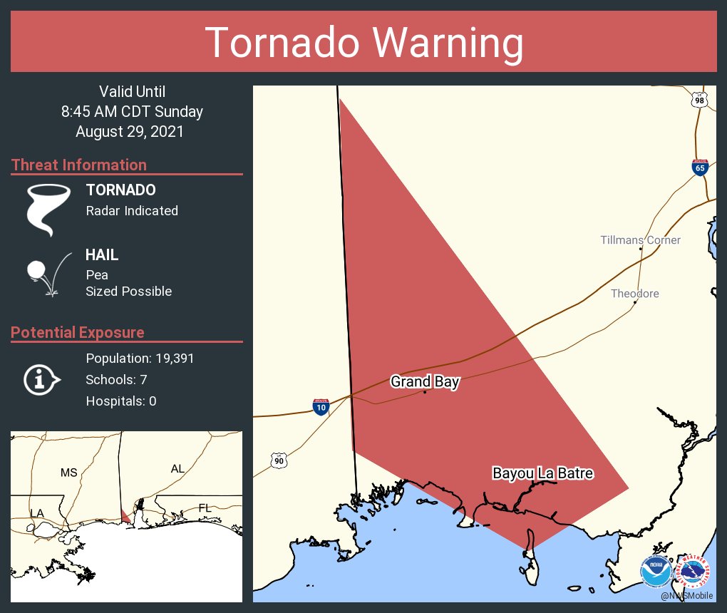 Tornado Warning including Grand Bay AL, Bayou La Batre AL until 8:45 AM CDT