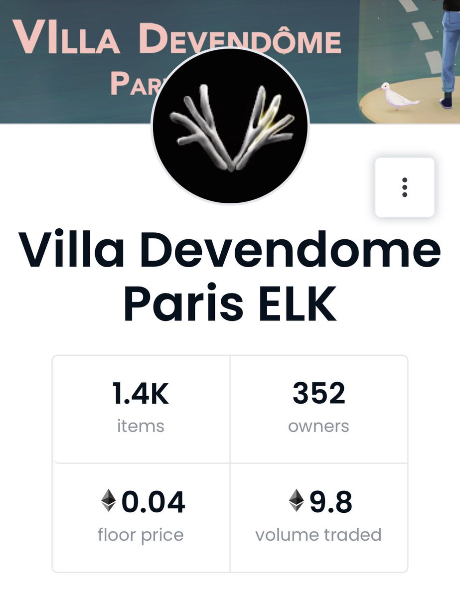 villadevendome's tweet photo. Soon reaching 10ETH in trading volume๐.
#ParisELK #VillaDevendome https://t.co/YMYLCUBpK3