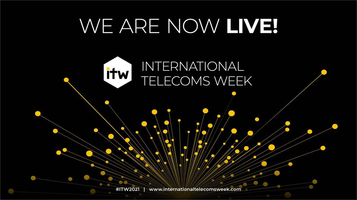 ITW_Telecoms's tweet photo. We are now live and we are delighted to welcome you all to the official start of International Telecoms Week 2021! 

You can still register for our virtual event through our website: https://t.co/gEI7FsASLh

#ITW2021 #KeepingTheWorldConnected https://t.co/V2xwaMvy16