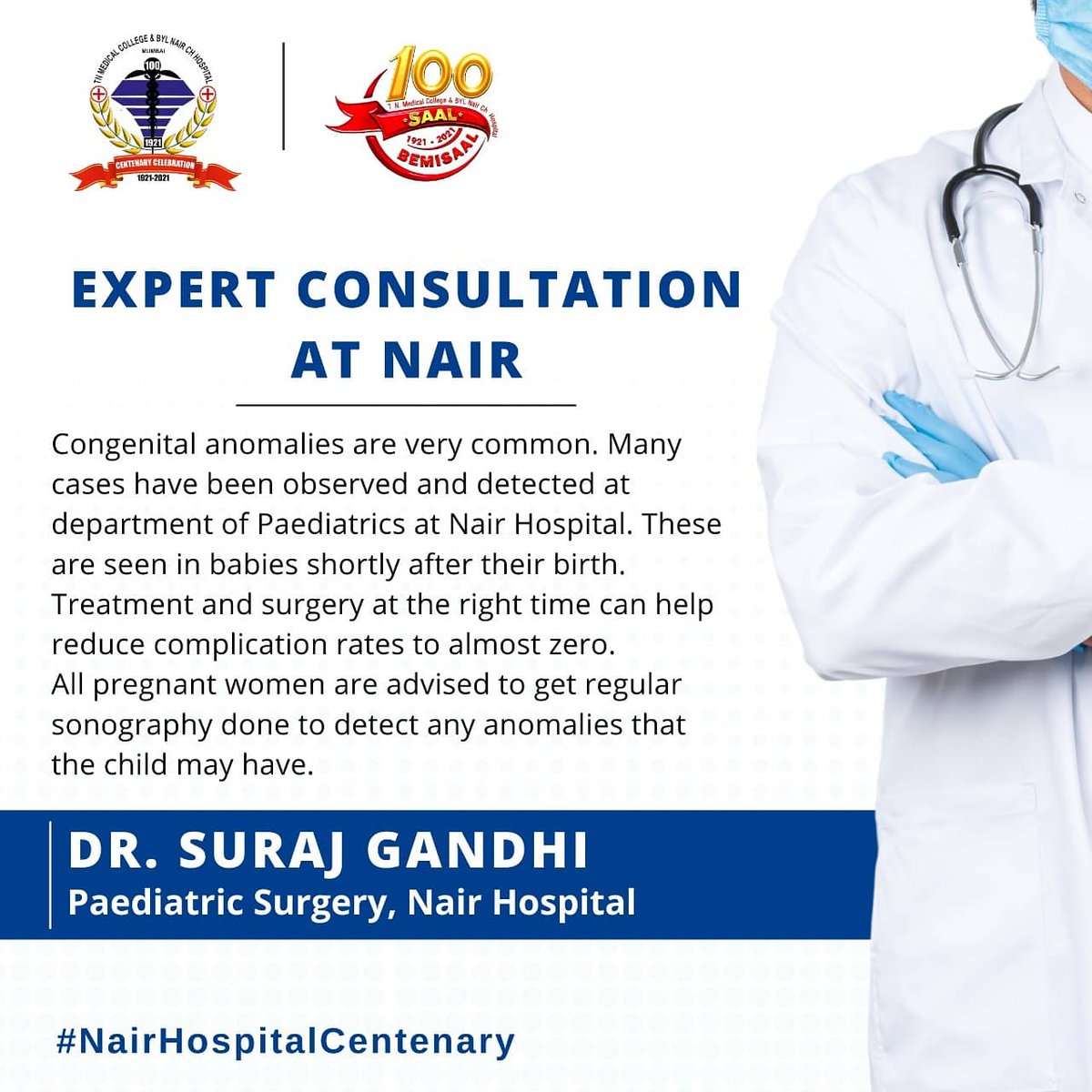 NairTnmc's tweet photo. From the experts to you. Hear what our doctors have to say about well being and general health
#100SaalBemisaal #100YearsOfNairHospital #NairHospitalCentenary #CentenaryYear #CentenaryCelebrations #tnmc #CentenaryProud #Healthcare #Healthcarelnlndia #Mumbai #healthcareheroes https://t.co/WwaW8jcAbh