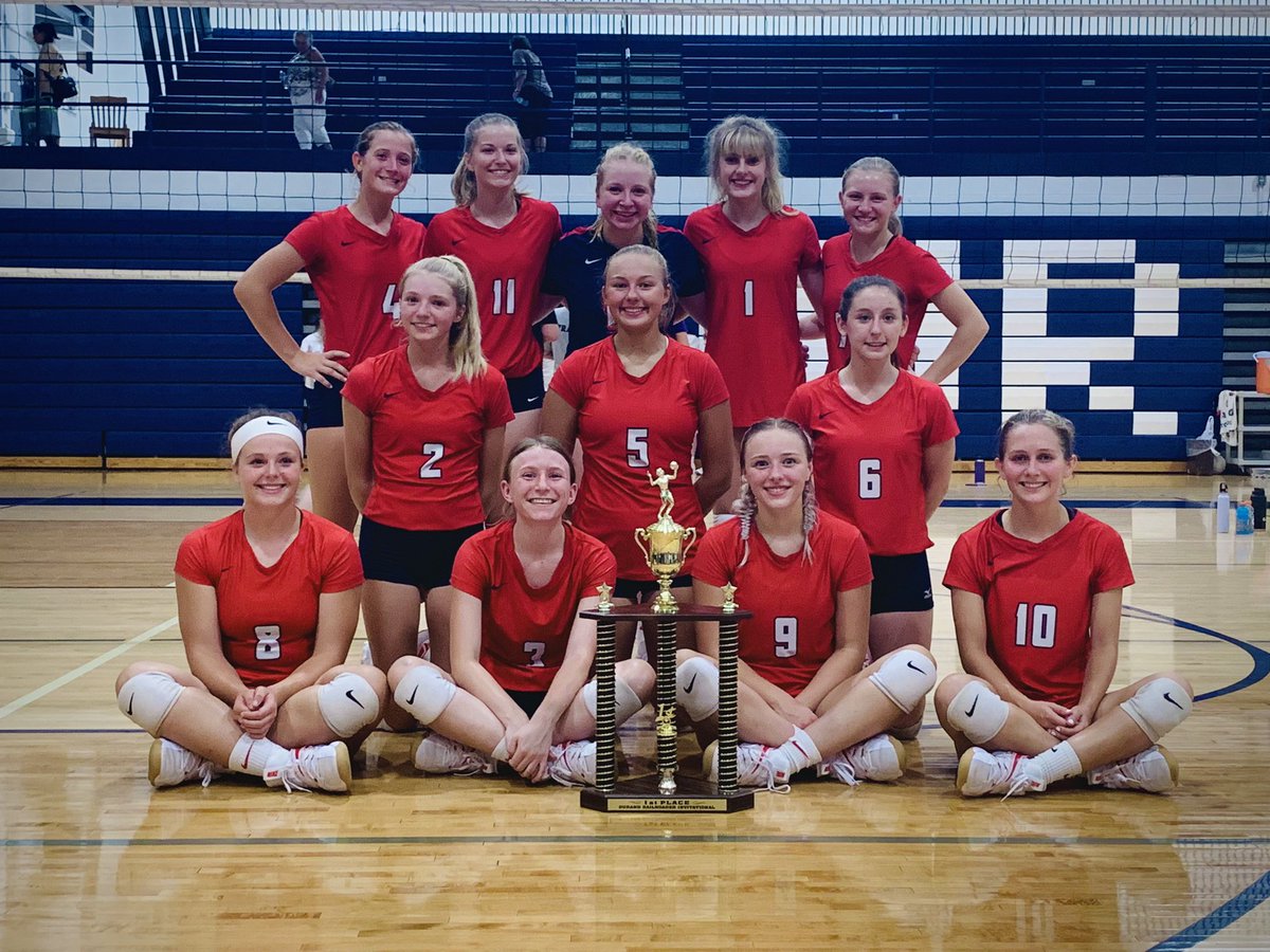 Congrats to our lady patriots volleyball team coming in first at their tournament in Durand! #letsgotowar