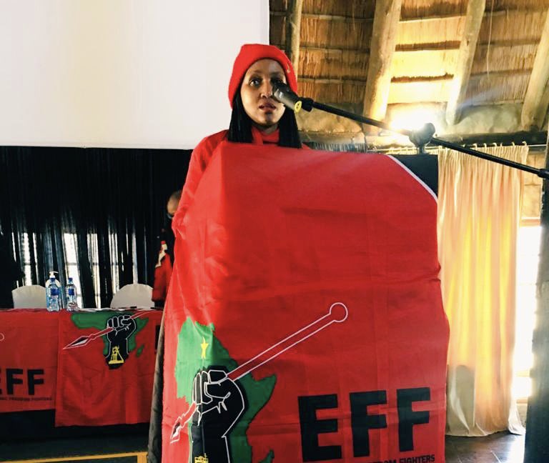 EFF_FreeState's tweet photo. [In Pictures] CCT Deployee and member of parliament Commissar @MsaneThembi presiding over Fezile Dabi’s Regional People’s Assembly currently underway in Parys, Ngwathe.

#EFFRPAs https://t.co/uufbBKQf7P