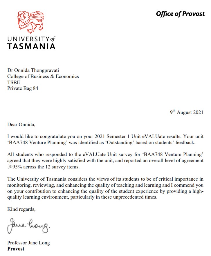 Dr Onnida (@dronnida) on Twitter photo 🎖Thank you for the 3rd commendation letter <a href="/UTAS_/">University of Tasmania</a>
<a href="/TSBE_UTAS/">Tasmanian School of Business & Economics</a> #OutstandingTeachingPerformance
#OnlineTeaching #100%studentsatisfaction
#3unitsin2.5yrs
#masters #entrepreneurship #innovation #newmodules #newworkshops #realworldprojects #collaboration #studentsuccessismysucess 🎖Thank you for the 3rd commendation letter <a href="/UTAS_/">University of Tasmania</a>
<a href="/TSBE_UTAS/">Tasmanian School of Business & Economics</a> #OutstandingTeachingPerformance
#OnlineTeaching #100%studentsatisfaction
#3unitsin2.5yrs
#masters #entrepreneurship #innovation #newmodules #newworkshops #realworldprojects #collaboration #studentsuccessismysucess