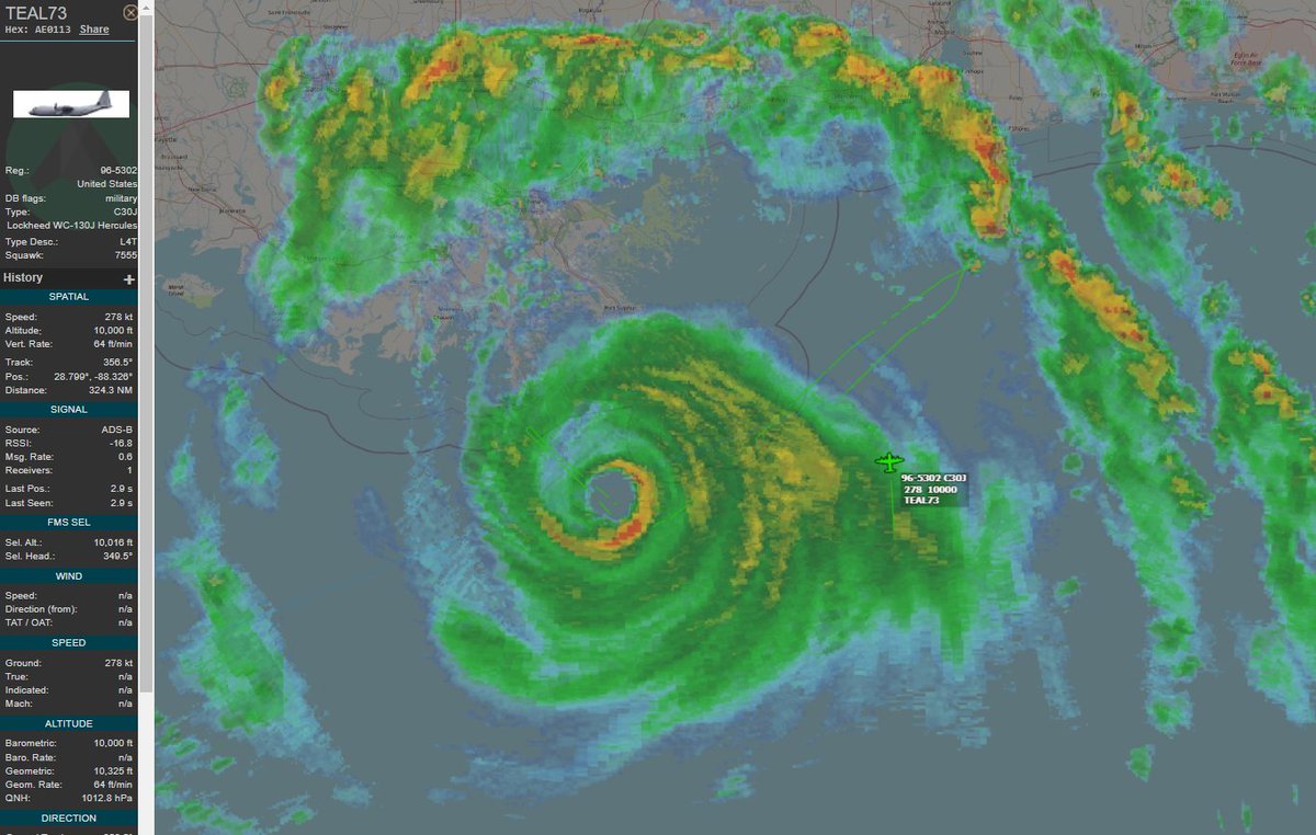 WC-130J Hercules Weather bird TEAL73 working #Hurricane_Ida 
96-5302 #AE0113  #Ida #HurricaneHunters #AvGeek