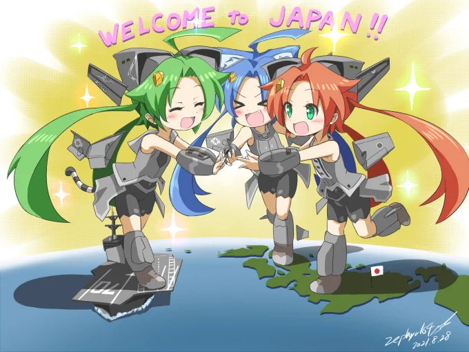 副反応のせいで一日遅刻したけど、F-35C (on空母カールビンソン)初来日記念落書き。子ラプたん三姉妹が手札に全て揃った時、我々はデュエルに勝利する。 