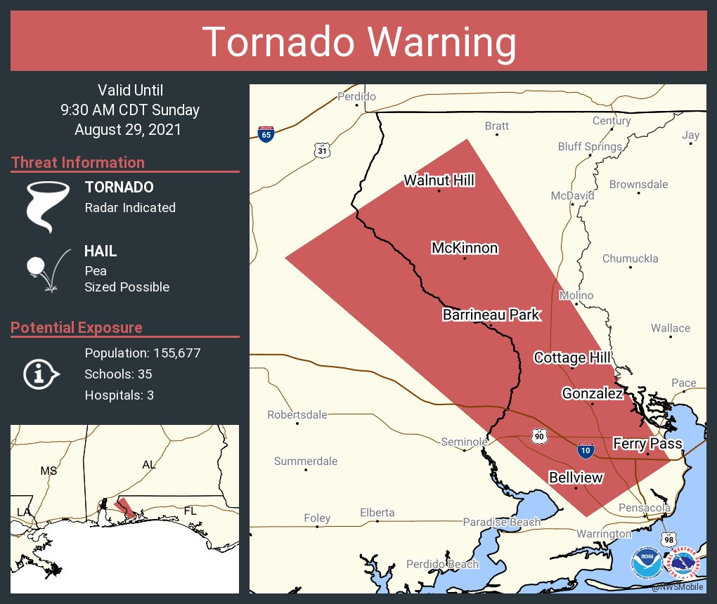 Tornado Warning including Ferry Pass FL, Bellview FL, Brent FL until 9:30 AM CDT