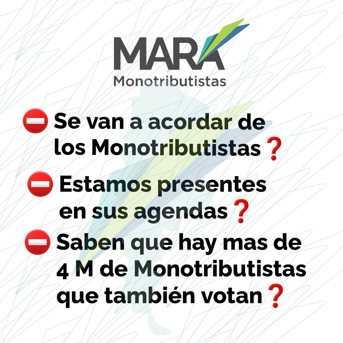 MARAMonotributo's tweet photo. ⚠️ 📢 #Monotributistas ⚠️ Difusión #Chubut
Sres/as precandidatos 👉 @juntoscambioar #JuntosPorElFuturo
@sergioongarato @JCaminoa @gustamenna @cbasualdo @NachoTorresCH @EdithTerenzi @AnaClRomero #ClaudioCabrera
Precisamos sus compromisos para el sector 👇 https://t.co/aEifdblZ4K