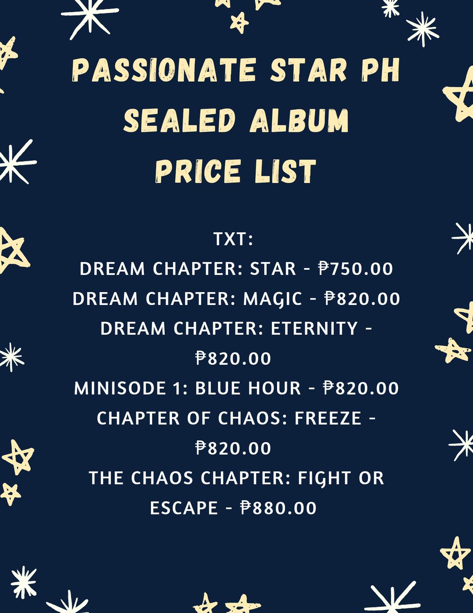 JMkcollections's tweet photo. #Passionate_GO | WTS | LFB | PH ONLY | Help RT

✨ #TXT ALBUM SALE ✨ 

𝐓𝐗𝐓 𝐒𝐄𝐀𝐋𝐄𝐃 𝐏𝐑𝐄𝐎𝐑𝐃𝐄𝐑 𝐀𝐋𝐁𝐔𝐌𝐒

✨ Price: ALL IN + LSF
✨ Normal ETA
✨ DOO &amp; DOP: 09-26-21
✨ Shopee checkout
✨ Orders 5 and up: free shipping

Order Form:
https://t.co/g19kocn4dE https://t.co/jYLTToExGi