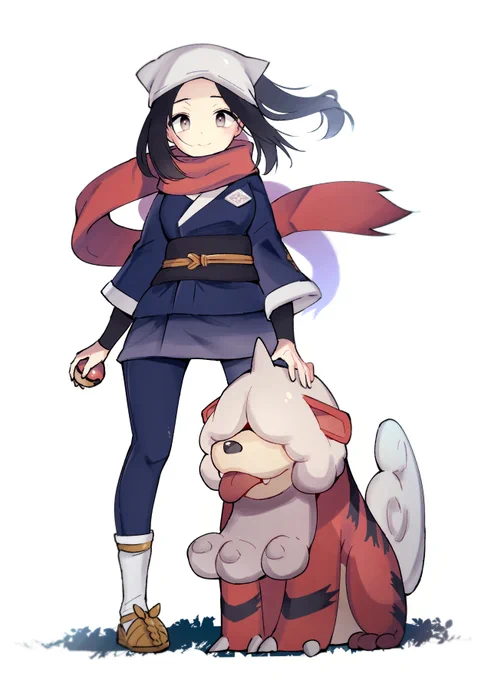 ポケモンレジェンズ 主人公ちゃんとガーディちゃん(修正上げ直し🙇‍♂️) 