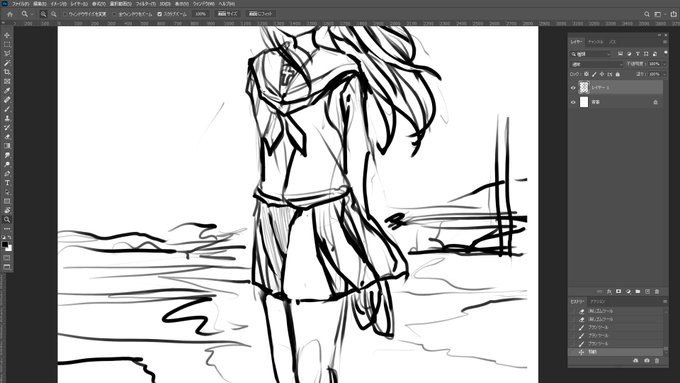 とあるガルパン絵のラフ描いてるなう。 