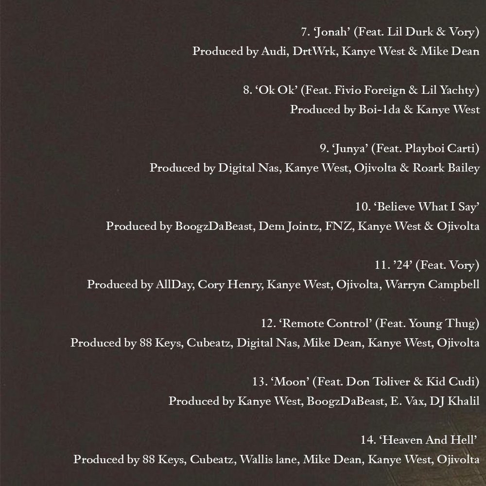 TeamKanyeDaily's tweet image. #DONDA FULL CREDITS