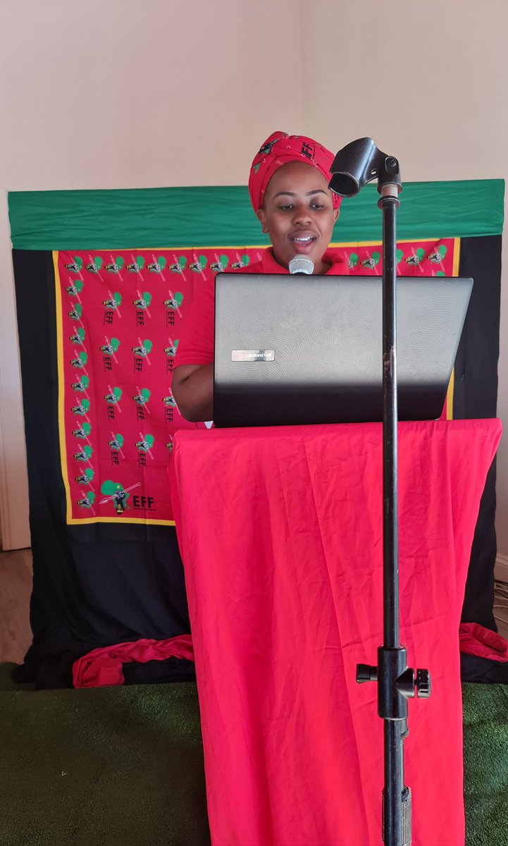 EFFKZN's tweet photo. ILembe Region Outgoing Co-ordinator Fighter Nokukhanya Khuzwayo reading the organizational report.
@EFFSouthAfrica
#EFFRPAs https://t.co/n1ZI6pAWG9