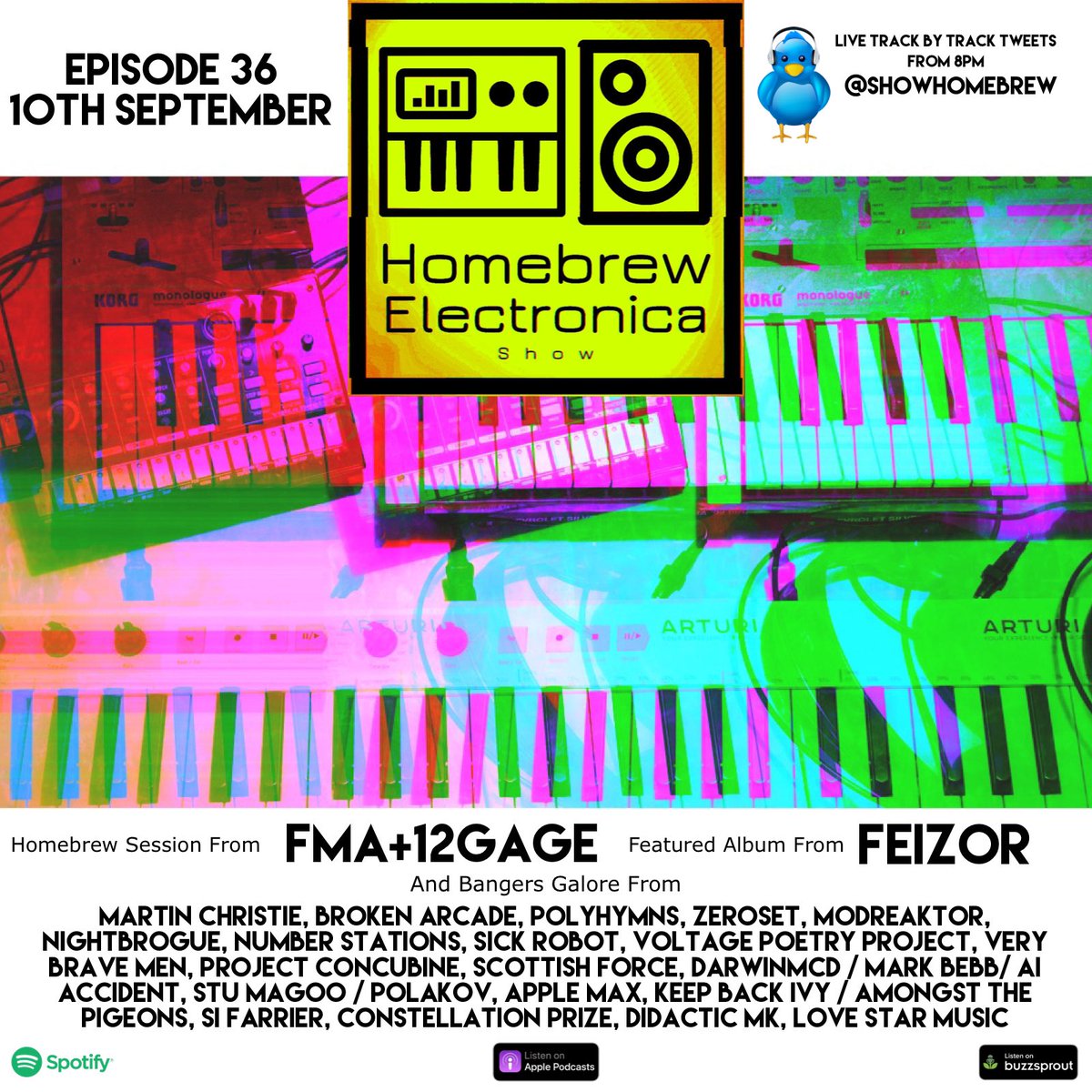 HomeBrew Electronica Show (@showhomebrew) on Twitter photo Boom💥,we’re back ! Sept 10 .Top tunes from <a href="/feizoruk/">feizor</a> @Fma12Gage @mart_christie <a href="/polyhymns/">Polyhymns</a> <a href="/ModReaktor/">ModReaktor</a> <a href="/numberstati0ns/">numberstations</a> <a href="/SickRobot1980/">Liam White (Sick Robot)</a> <a href="/voltage_poetry/">Voltage Poetry Project</a> <a href="/Very_Brave_Men/">V B M 🎶🎹</a> @PrjctCONCUBINE <a href="/scottish_force/">Scottish🏴Force🏴Official</a> <a href="/DarwinMcD/">darwinmcd</a> <a href="/KeepBackIvy/">Keep Back Ivy</a> <a href="/SimonFarrier1/">Si Farrier (MD ANT 🙏🏅)</a> @cp_musiq <a href="/music_lovestar/">Love Star Music</a> <a href="/DidacticMK/">DidacticMK</a> +more Boom💥,we’re back ! Sept 10 .Top tunes from <a href="/feizoruk/">feizor</a> @Fma12Gage @mart_christie <a href="/polyhymns/">Polyhymns</a> <a href="/ModReaktor/">ModReaktor</a> <a href="/numberstati0ns/">numberstations</a> <a href="/SickRobot1980/">Liam White (Sick Robot)</a> <a href="/voltage_poetry/">Voltage Poetry Project</a> <a href="/Very_Brave_Men/">V B M 🎶🎹</a> @PrjctCONCUBINE <a href="/scottish_force/">Scottish🏴Force🏴Official</a> <a href="/DarwinMcD/">darwinmcd</a> <a href="/KeepBackIvy/">Keep Back Ivy</a> <a href="/SimonFarrier1/">Si Farrier (MD ANT 🙏🏅)</a> @cp_musiq <a href="/music_lovestar/">Love Star Music</a> <a href="/DidacticMK/">DidacticMK</a> +more
