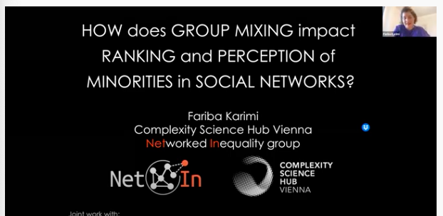 WiNS_Society's tweet image. #WiNSTuesday In the first day of #Networks2021 we have Invited Dr. Fariba Karimi from the Complexity Science Hub Vienna &amp;amp; Central European University &quot;How does group mixing impact ranking and perception of minorities in social networks&quot; Link (1:37:45) youtu.be/nSbshAOqnF4