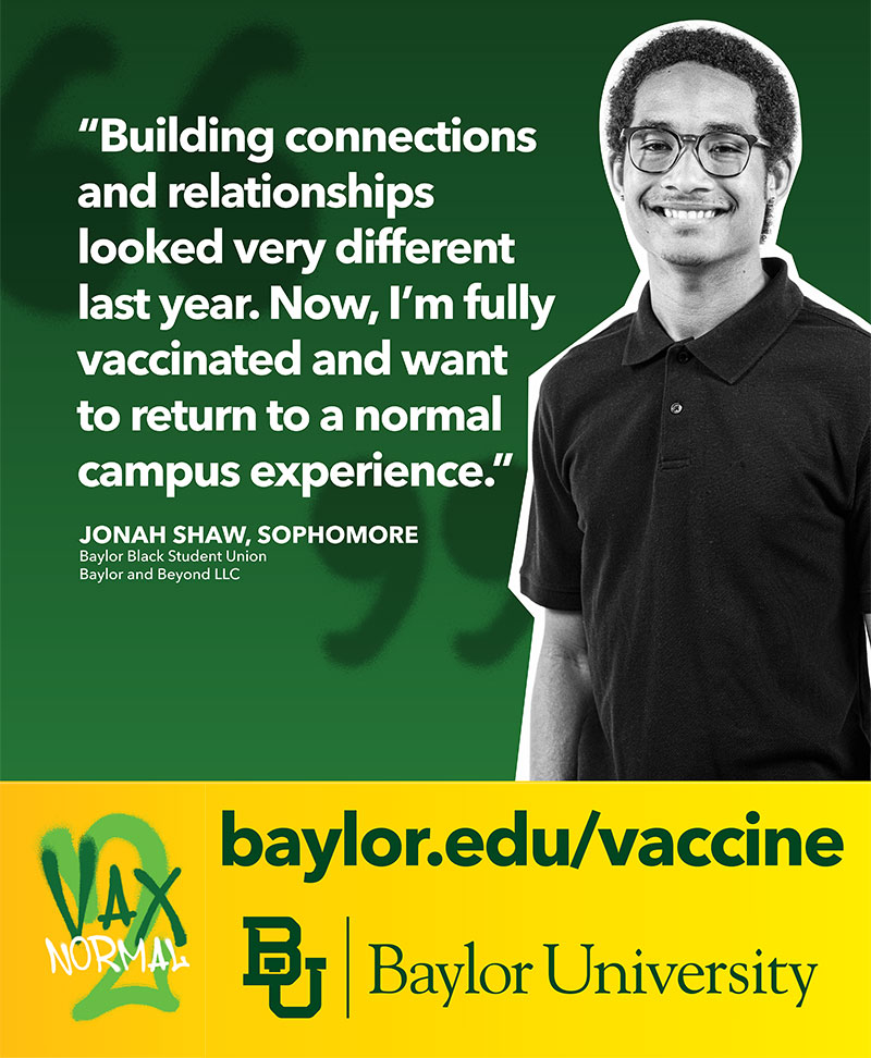 Baylor's tweet photo. Let's #SicCOVID. Get vaccinated. 💚💛

➡️ Jonah's full story: https://t.co/5pMaProtDH
➡️ Get &amp; report your vaccine: https://t.co/qmXSaoRvJs https://t.co/ZTEsQEBoQy