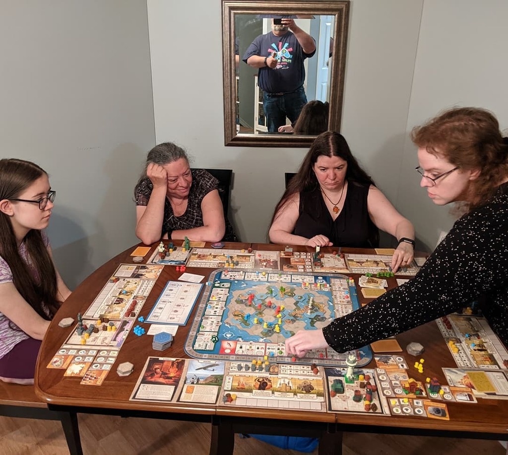 TabletopBellhop's tweet photo. Nearing the end of a five player game of Tapestry.

#GameNight #TapestryGame #tapestry #Boardgames #familygamenight #CivilizationBuilding https://t.co/CUasDwXE3S https://t.co/6nrJrWIlCR