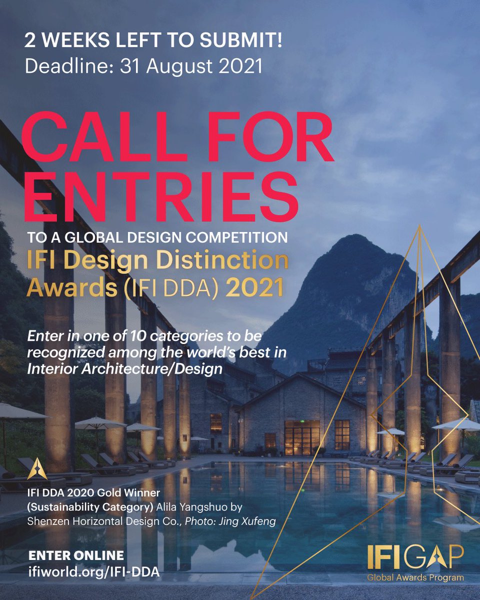 🚨 IFI DDA AWARDS - TWO WEEKS LEFT TO SUBMIT!

Take your place on the global stage and be recognized amongst the world’s best!

📌 Submit today at ifiworld.org/ifi-dda
🗓 Entries close on 31 August 2021