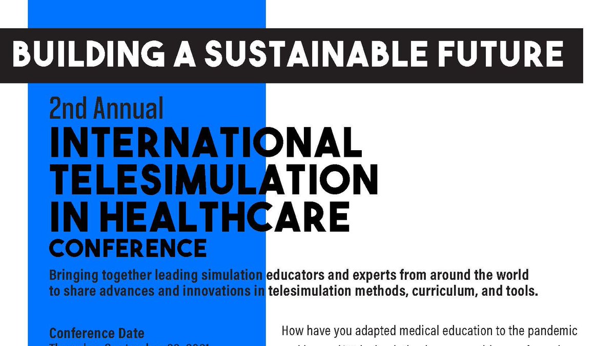 New York Simulation Center for the Health Sciences (@nysimcenter) on Twitter photo Thrilled to announce our Nursing & Health Professions Director Grace Ng <a href="/GracePhDNurse/">Grace Ng, PhD, RN</a> will be a keynote speaker at the 2nd Annual International Telesimulation in Healthcare Conference, September 23, 2021
Call for Abstracts is open: Deadline August 31
telesimulation.squarespace.com Thrilled to announce our Nursing & Health Professions Director Grace Ng <a href="/GracePhDNurse/">Grace Ng, PhD, RN</a> will be a keynote speaker at the 2nd Annual International Telesimulation in Healthcare Conference, September 23, 2021
Call for Abstracts is open: Deadline August 31
telesimulation.squarespace.com