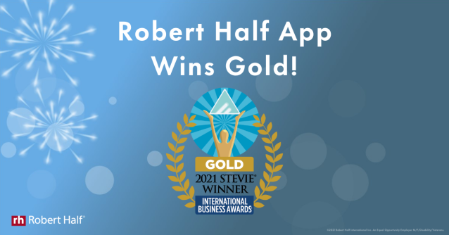Soowan's tweet photo. Excited to share the @roberthalf app won a Gold Stevie Award in the 2021 #InternationalBusinessAwards! Don't have this award winner yet? See why our app was honored for its convenience, intuitive design and AI capabilities it provides for job seekers. https://t.co/6RZk8F0Ii0 https://t.co/c6LY6XxNYi