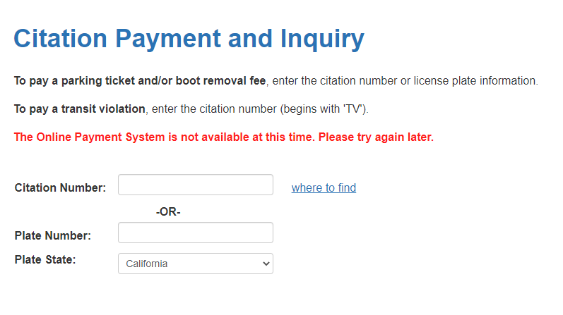 joliversf's tweet photo. @sfmta_muni  charging me a late fee because your online system is never available. I've tried paying this at least 6 times now. https://t.co/IkeJVxNHJS
