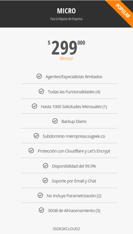 SuGE3K's tweet image. Te presentamos los planes de SuGE3K ServicedesK que tenemos para tu empresa, no importa si tienes 100 asesores o 1000, mensualmente pagaras lo mismo. Más Información -> sugeek.co/servicedesk-pq…
