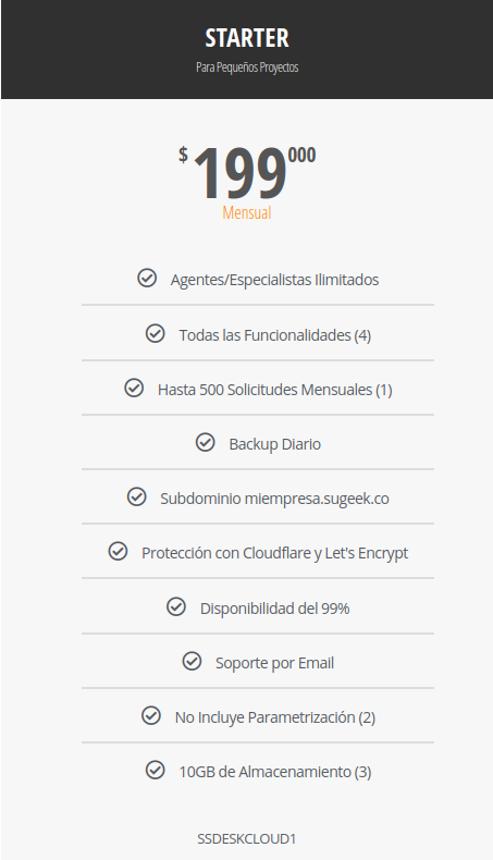 SuGE3K's tweet image. Te presentamos los planes de SuGE3K ServicedesK que tenemos para tu empresa, no importa si tienes 100 asesores o 1000, mensualmente pagaras lo mismo. Más Información -> sugeek.co/servicedesk-pq…