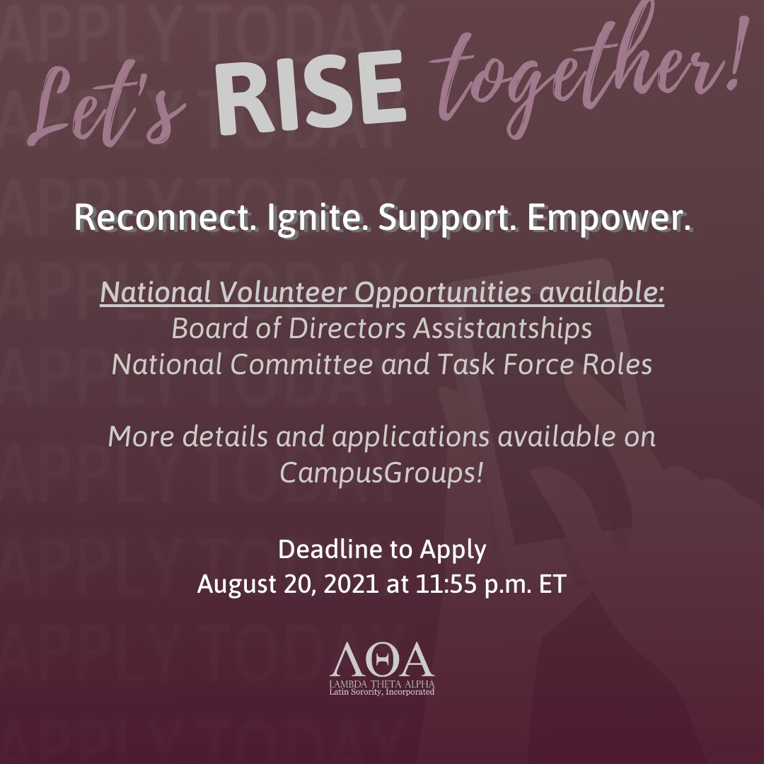 LTA1975's tweet image. 🗣 Attention! The deadline for National Volunteer Opportunities has been extended to this Friday, August 20 at 11:55 p.m. ET. Apply today! 

Check CampusGroups for more information. 

#LTALeadership #LifetimeCommitment #LTA1975