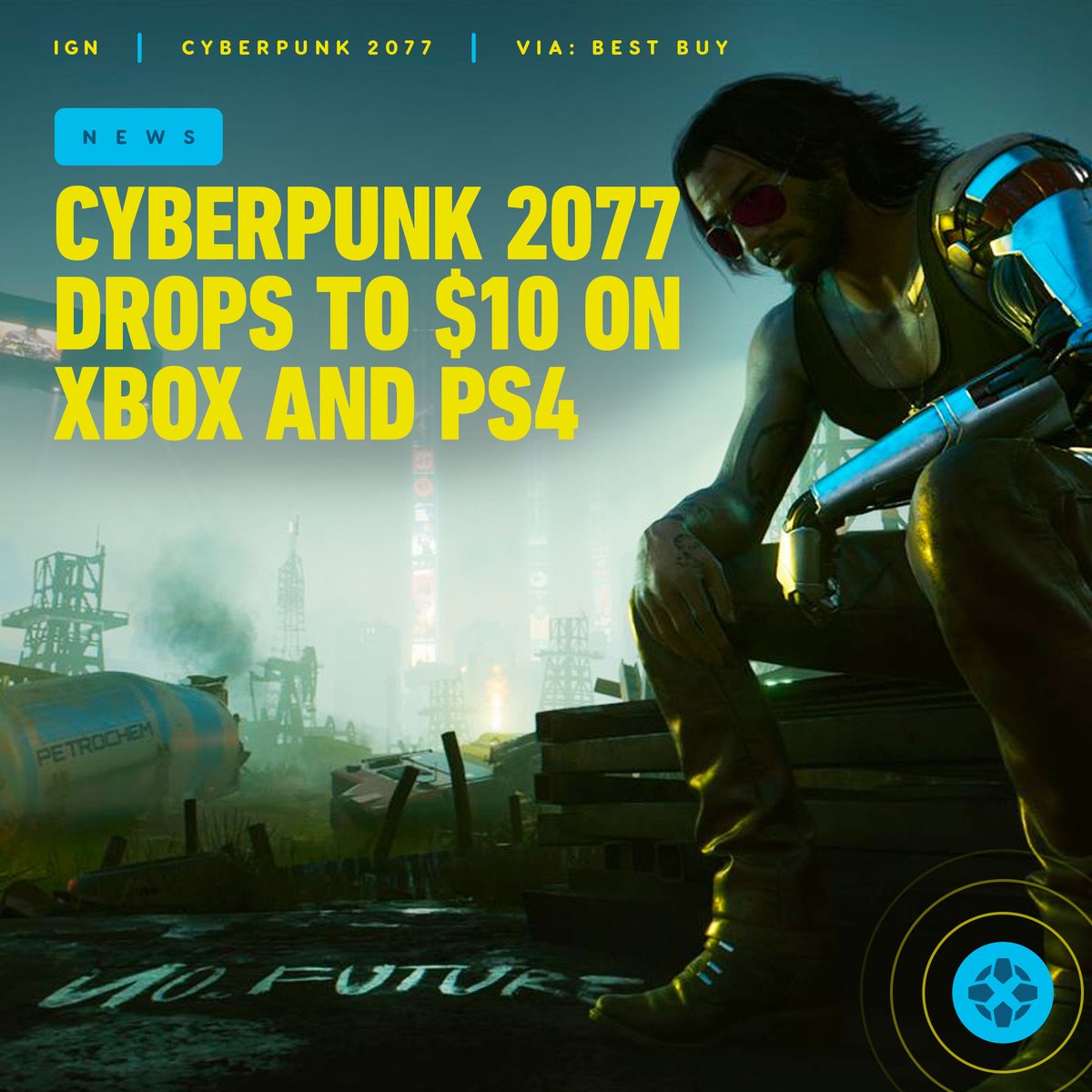 Cyberpunk 2077 is currently on sale at Best Buy for $10, but only for PS4 and Xbox One editions. Buyer beware as the game still has issues on these consoles. bit.ly/3CVkotT