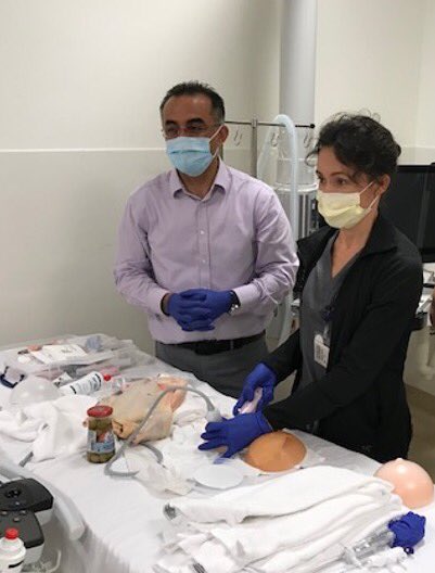 Simulation training for the residents! Dr. Mohammad Eghtedari pictured here with Dr. Shannon Green (R4)