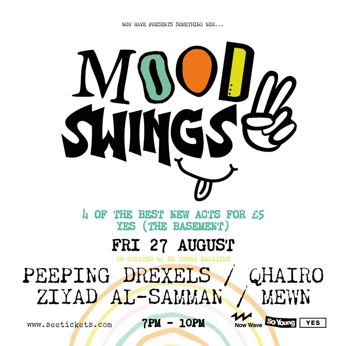 Our next show is another edition of MOOD SWINGS with @peepingdrexels, <a href="/Qhairo/">Qhairo</a>, <a href="/ZiyadAlSamman/">Ziyad AL-Samman</a> + <a href="/Mewnband/">Mewn</a> 

4 bands for £5 <a href="/yes_mcr/">YES</a>. 
Friday 27th Aug