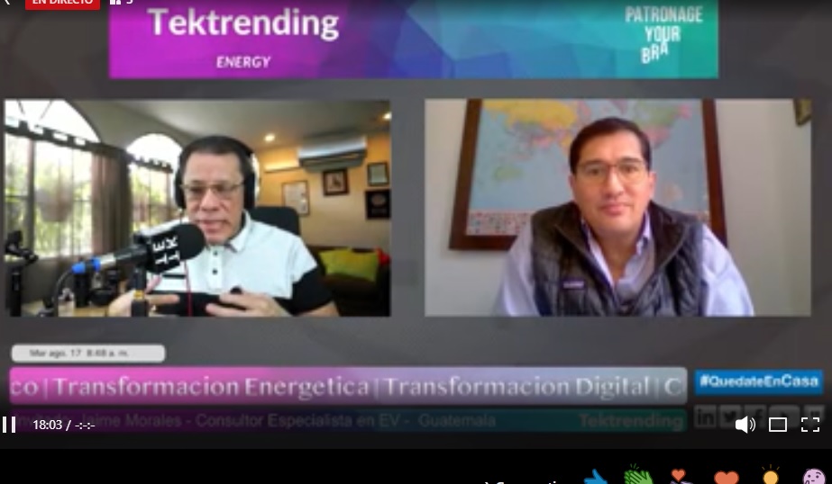 Participación de Jaime Morales, vicepresidente de AMEGUA en el programa Tektrending Energy LATAM de El Salvador. Conversando sobre movilidad eléctrica y los avances en Guatemala.  <a href="/tektrendingener/">Jorge Herrera Ruiz</a>