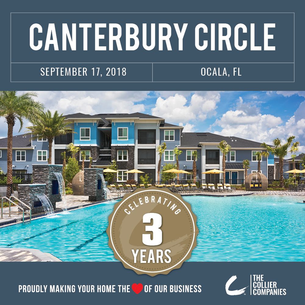 Today, we're celebrating 3 years of Canterbury Circle Apartments in Ocala, Florida!