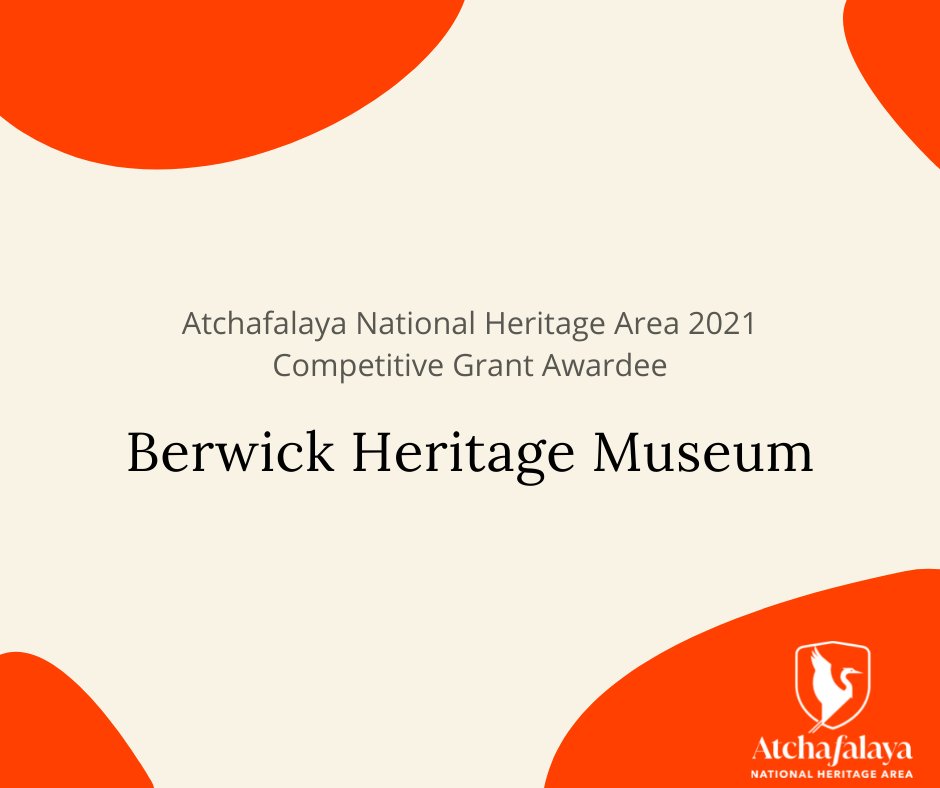 AtchafalayaNHA's tweet photo. Congratulations to the Berwick Heritage Museum, who received a heritage interpretive grant for Berwick Heritage! Our large grant cycle is closed until next year, but there are other funding opportunities! Details at https://t.co/ZSxroKhpa3. #ComingAtcha https://t.co/8FMk96dGZq