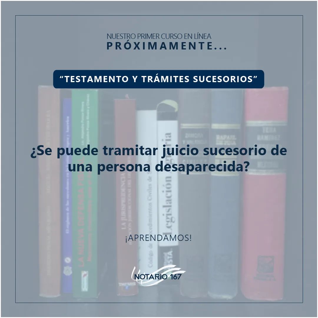 P R Ó X I M A M E N T E...
.
Nuestro primer curso en línea.
.
"Testamento y trámites sucesorios"
.
.
#Notario167 #ConsultaATuNotario #PrimerCursoEnLínea #Curso #Testamento #PersonasDesaparecidas #TrámitesSuceorios #Notario #Consultas #Aprendamos
.
.
.