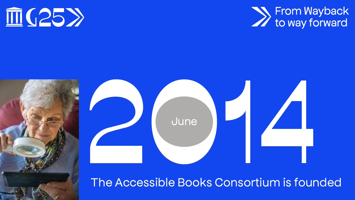 How can books be made more accessible for readers who are visually impaired or print-disabled? <a href="/UN/">United Nations</a> has taken crucial steps forward in this area with their Accessible Books Consortium – follow the link to find out more: anniversary.archive.org/#timeline
#accessibility  #InternetArchive25