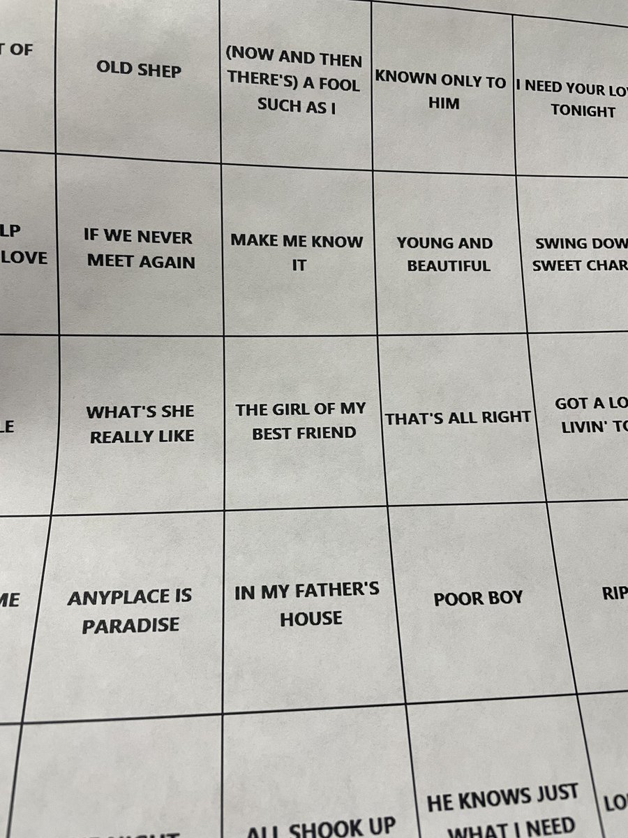 Bingo at 6:30 tonight. The theme is Elvis, free to play.